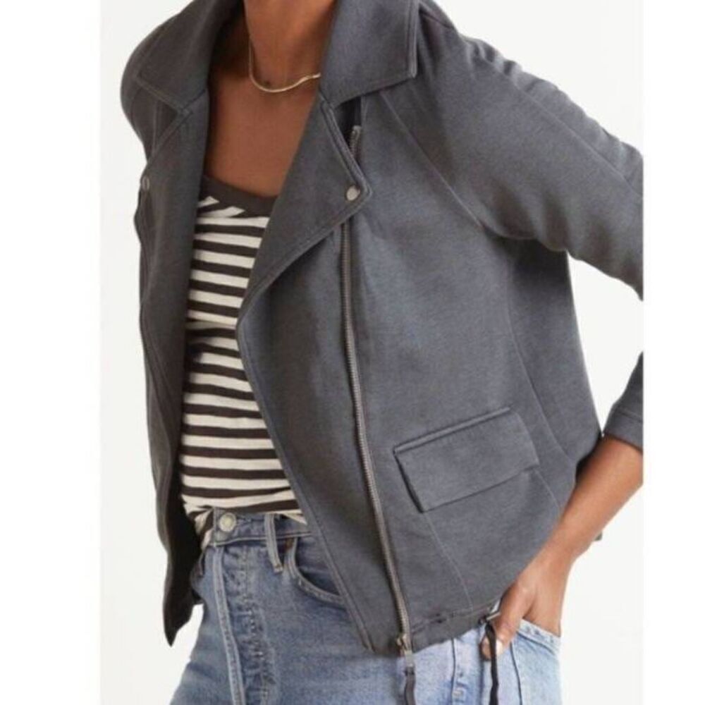 Anthropologie Marrakech Lange Jacket  Grey Moto Jacket Cropped Zip Up  sz XS